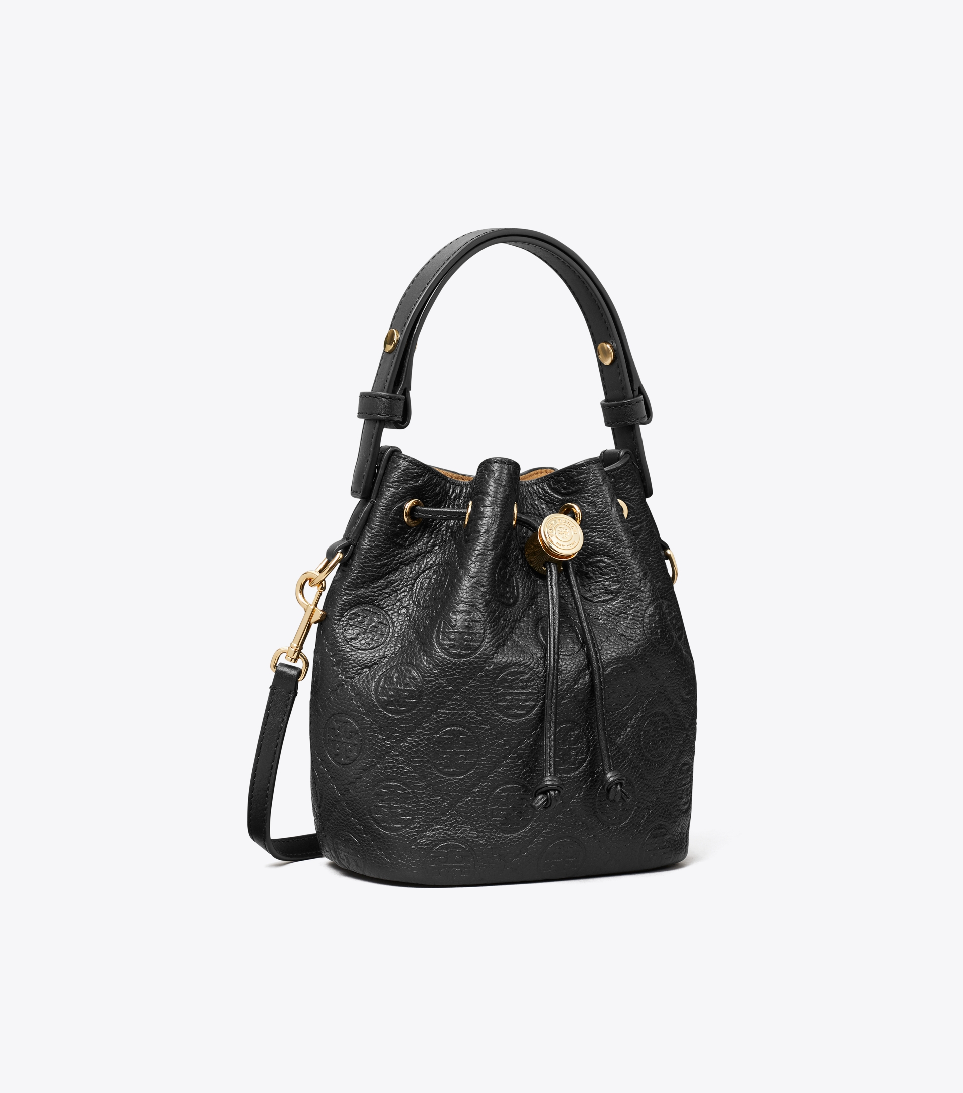 T Monogram Pebbled Mini Bucket Bag image number 3