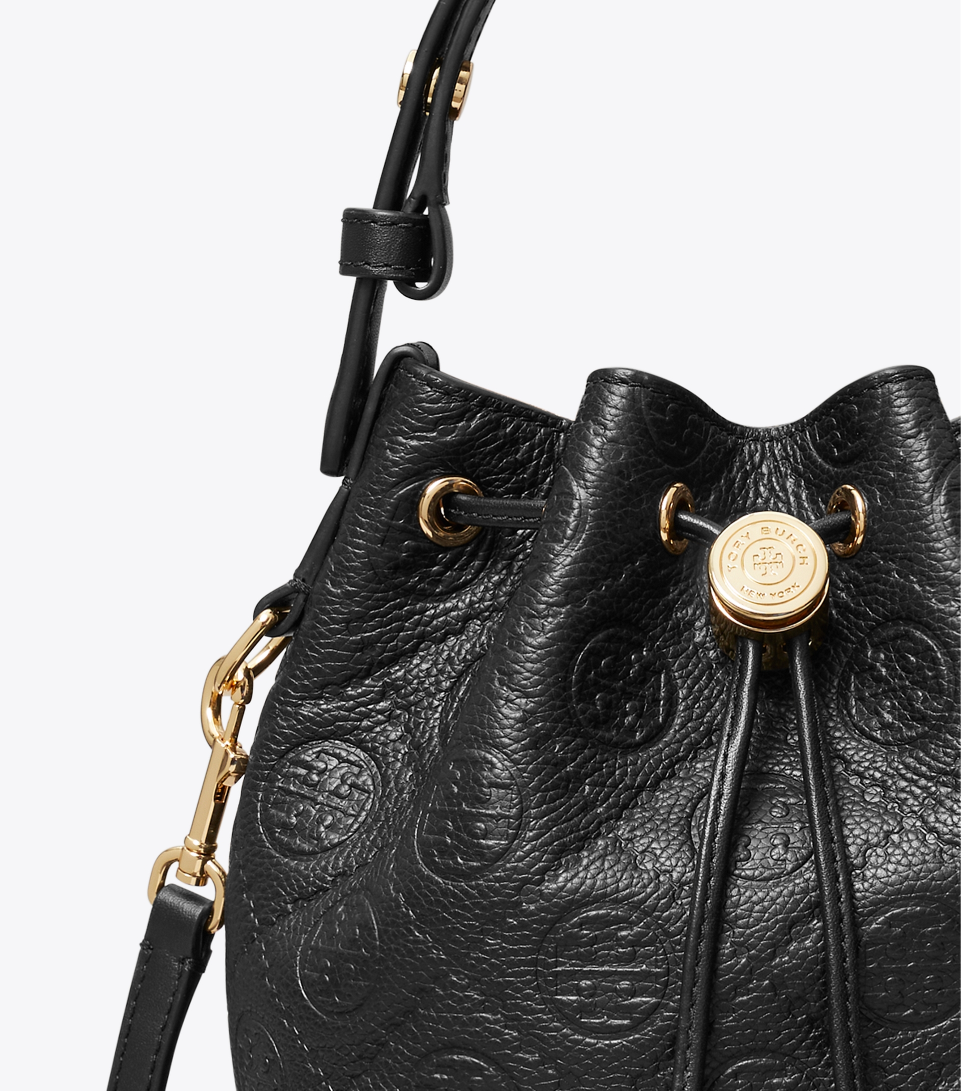 T Monogram Pebbled Mini Bucket Bag image number 4