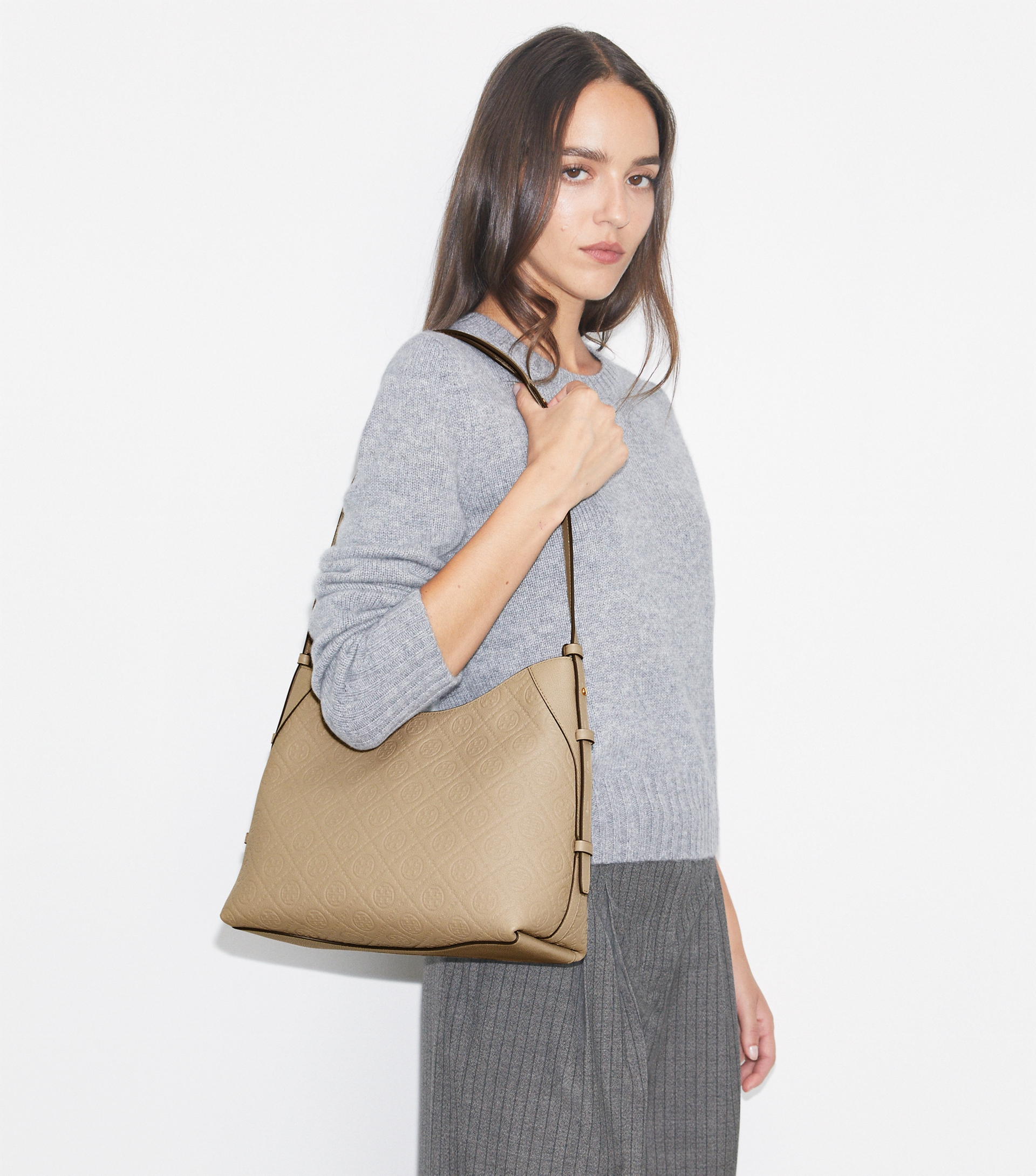 T Monogram Pebbled Messenger Bag image number 1