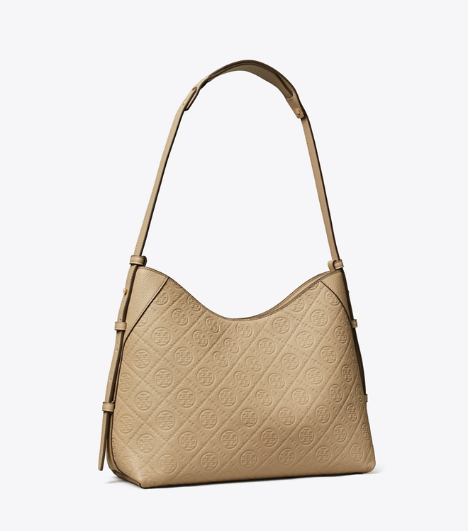 T Monogram Pebbled Messenger Bag