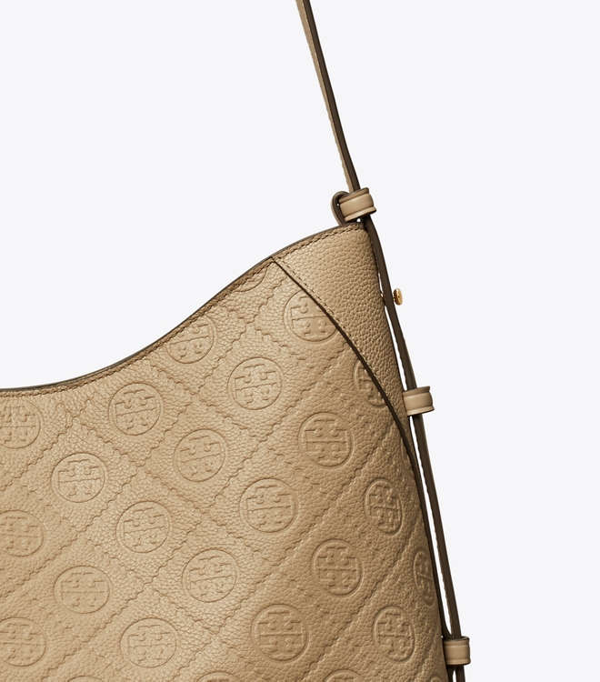 T Monogram Pebbled Messenger Bag