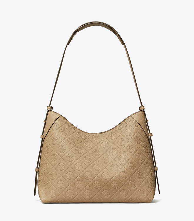 T Monogram Pebbled Messenger Bag