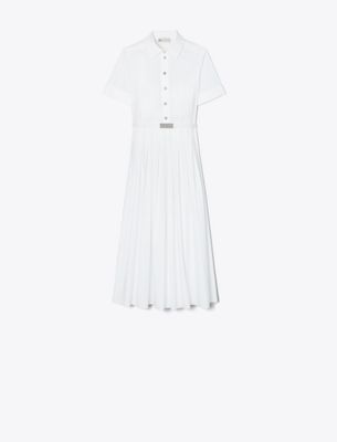  Pleated Poplin Shirtdress