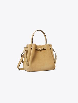 Romy Suede Pick Stitch Bucket Bag