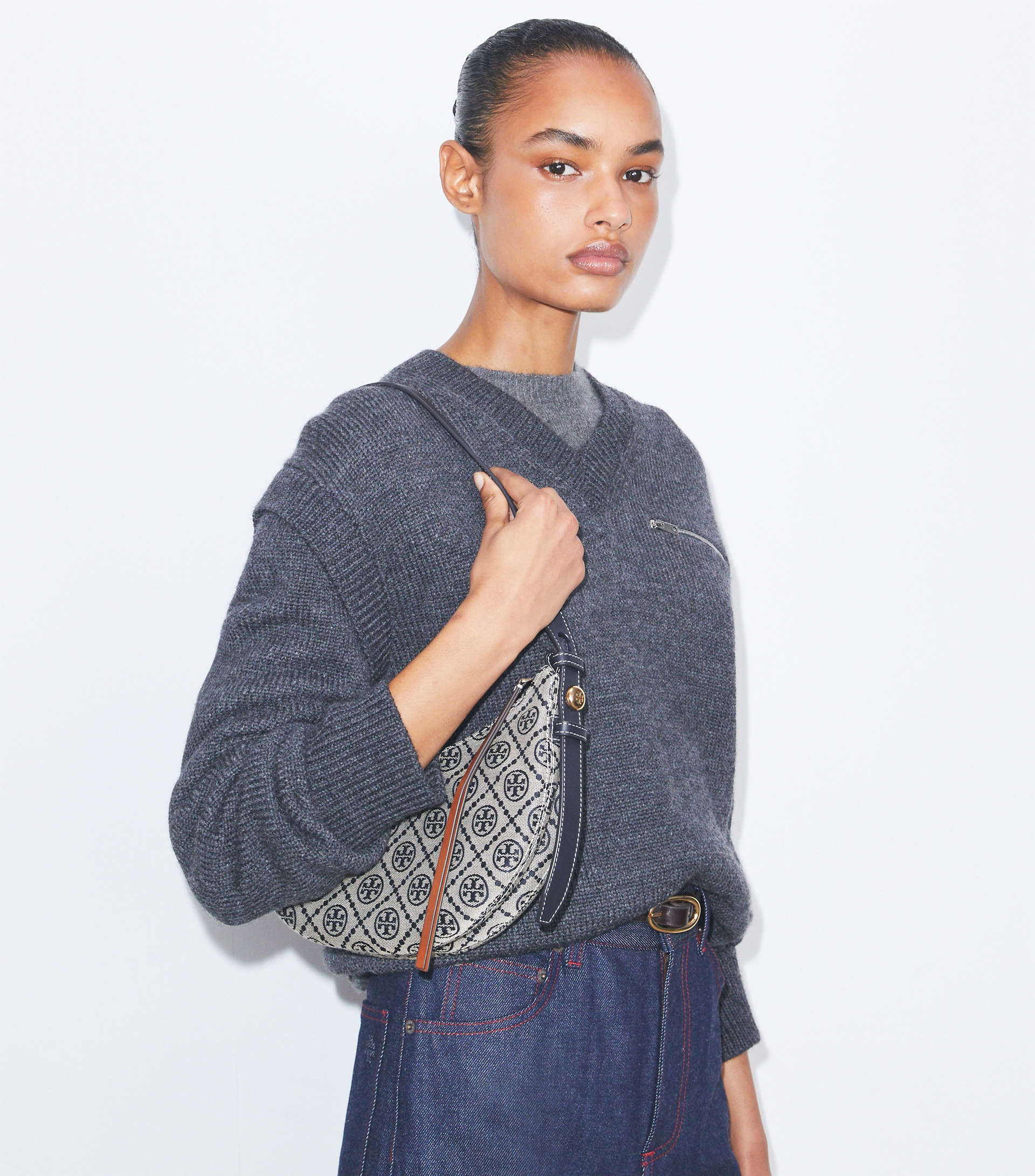 T Monogram Romy Half Moon Bag image number 1
