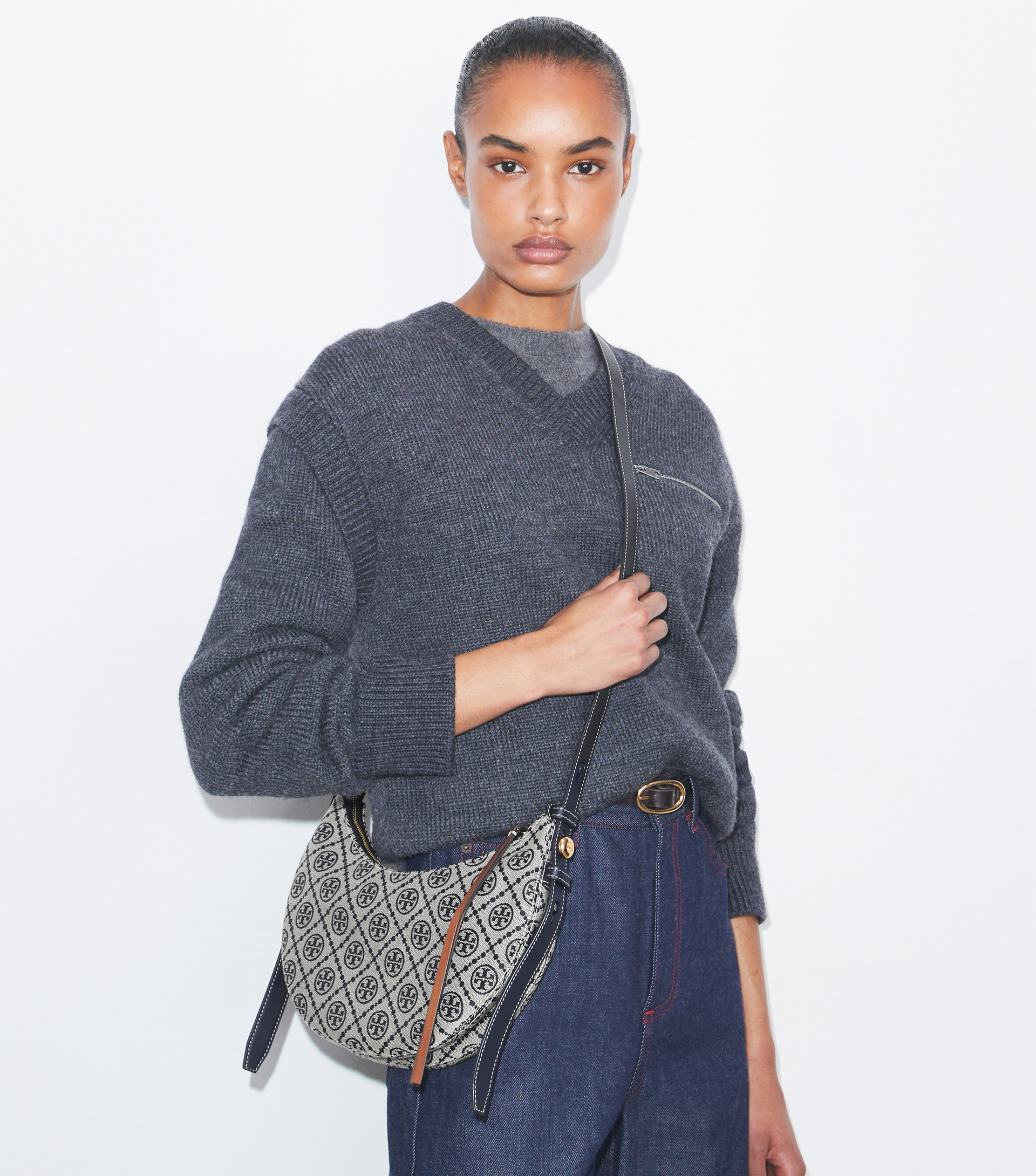 T Monogram Romy Half Moon Bag image number 2