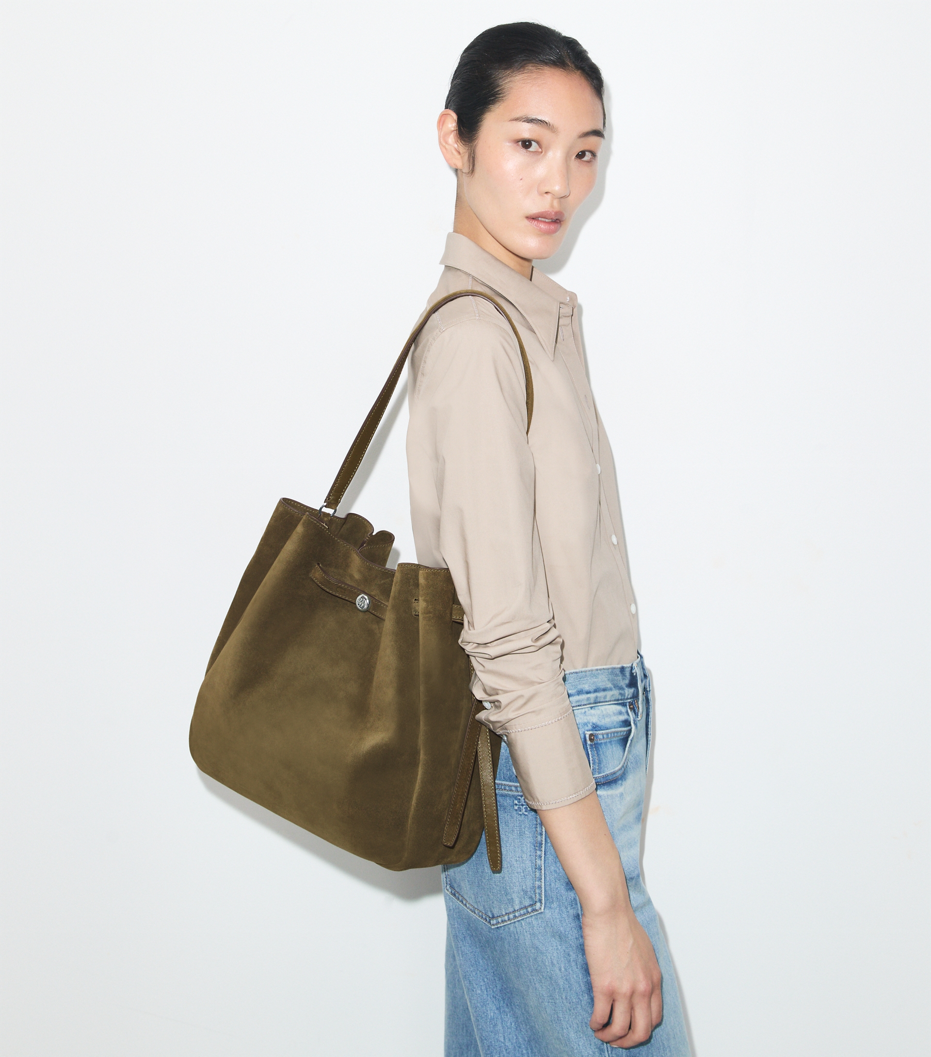 Large Romy Suede Bucket Bag image number 1