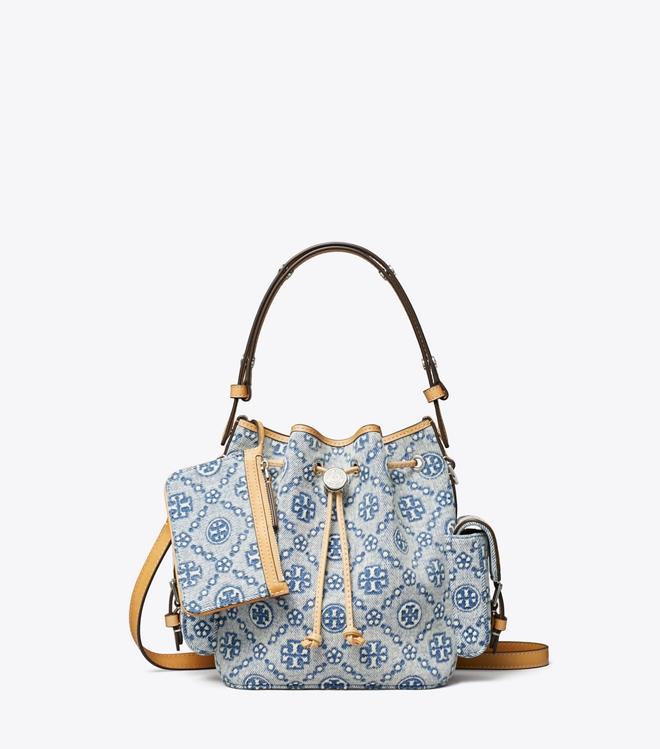 T Monogram Denim Bucket Bag