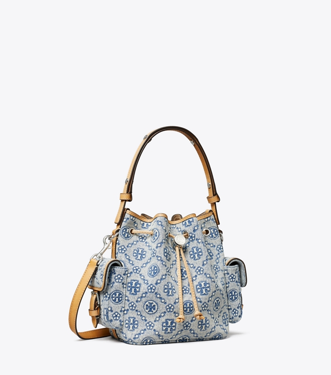 T Monogram Denim Bucket Bag