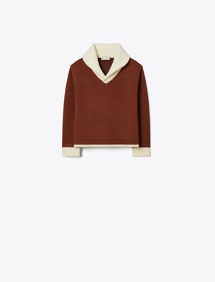  Contrast Collar Wool Sweater