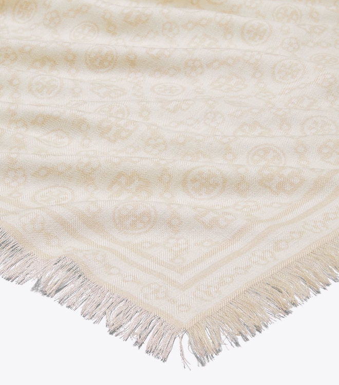 T Monogram Floral Oblong Scarf