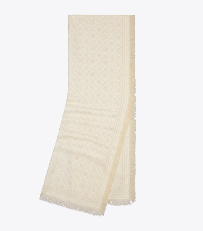 T Monogram Floral Oblong Scarf
