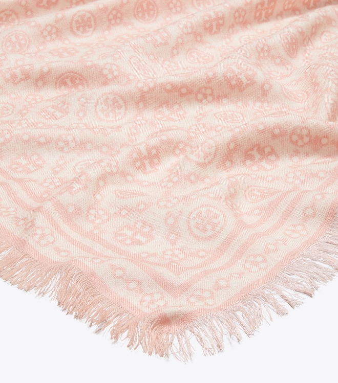 T Monogram Floral Oblong Scarf