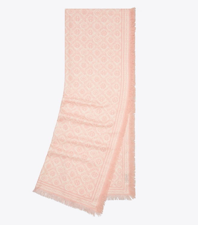 T Monogram Floral Oblong Scarf