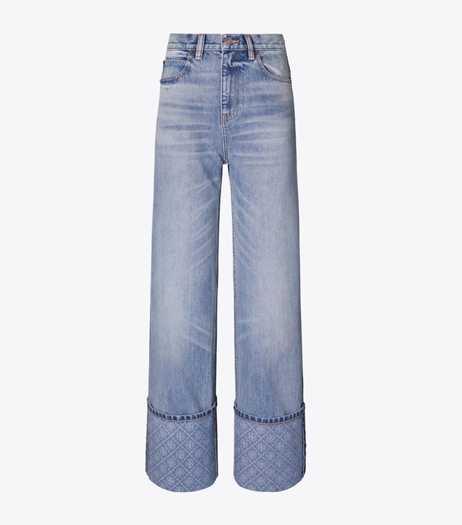 Contrast Cuff Straight Leg Jean