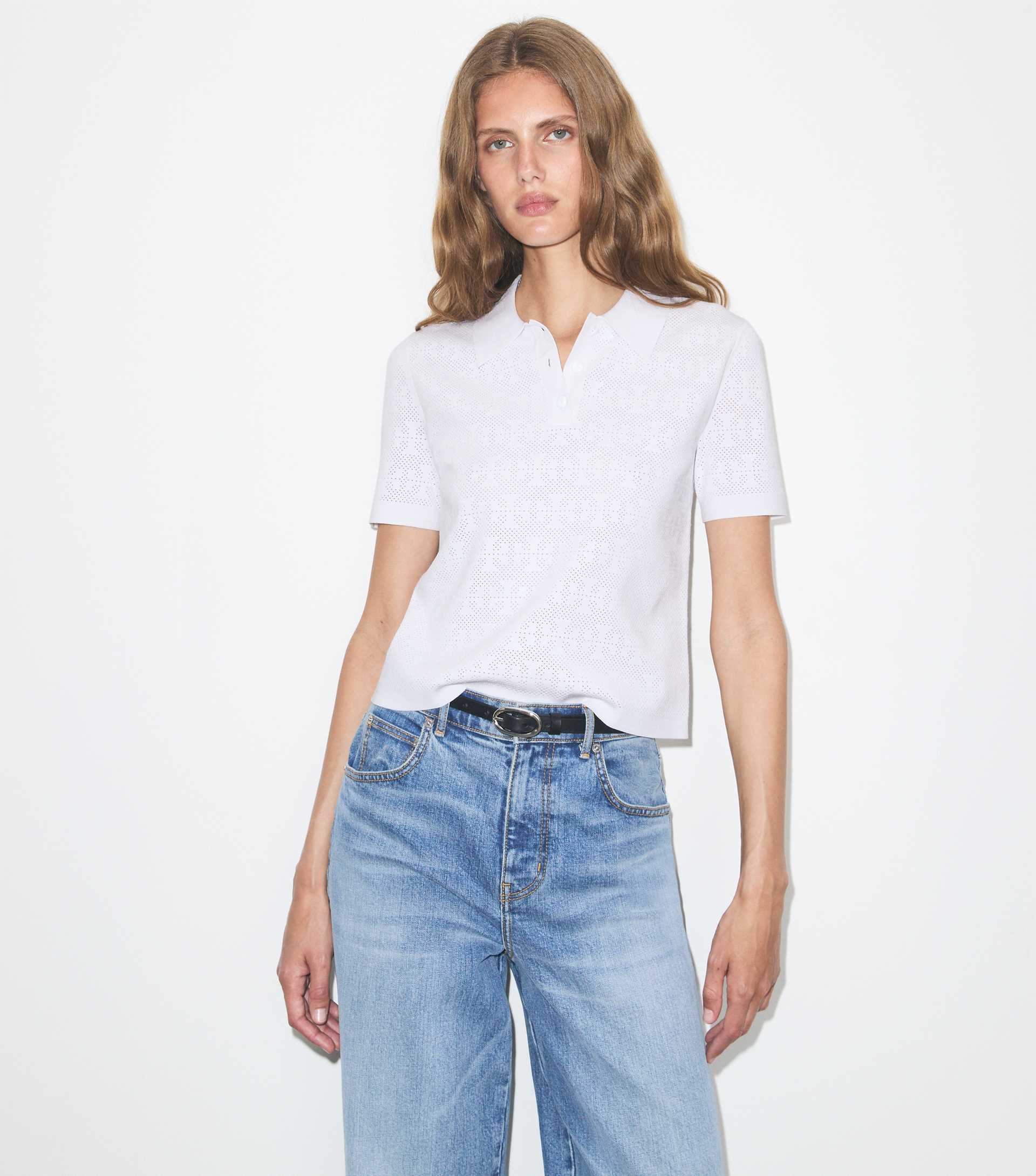 Pointelle Viscose Polo image number 3