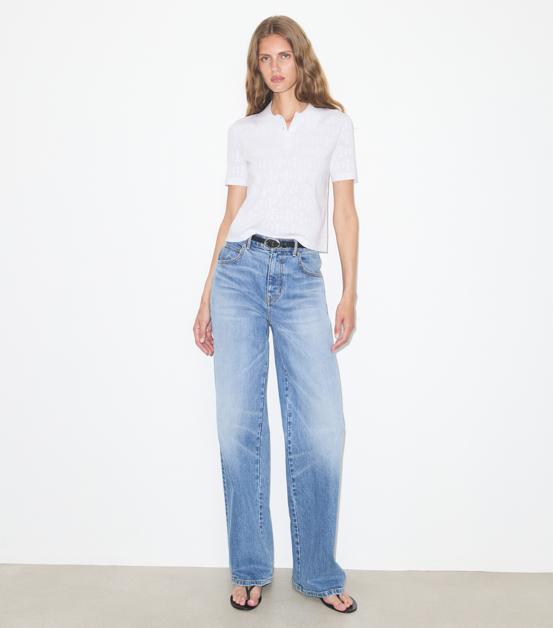 Pointelle Viscose Polo image number 1