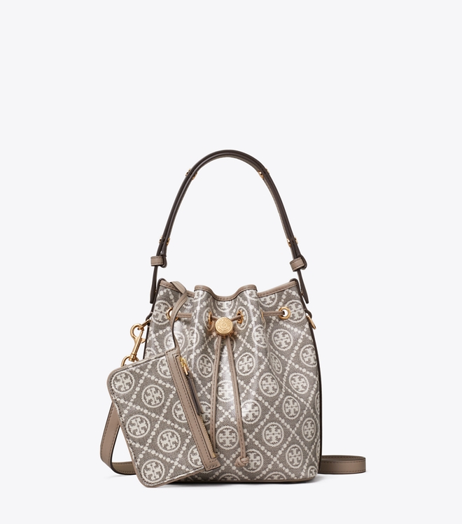 T Monogram Coated Jacquard Bucket Bag