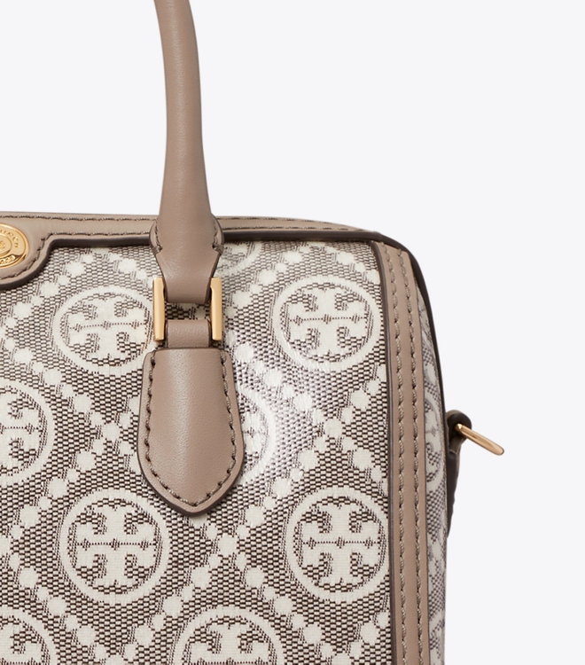 T Monogram Coated Jacquard Petite Barrel Bag