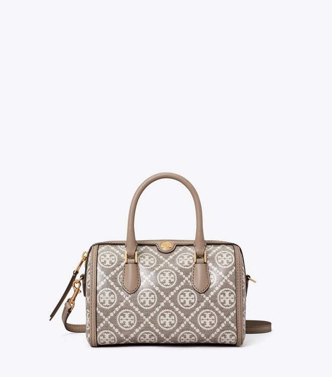 T Monogram Coated Jacquard Petite Barrel Bag