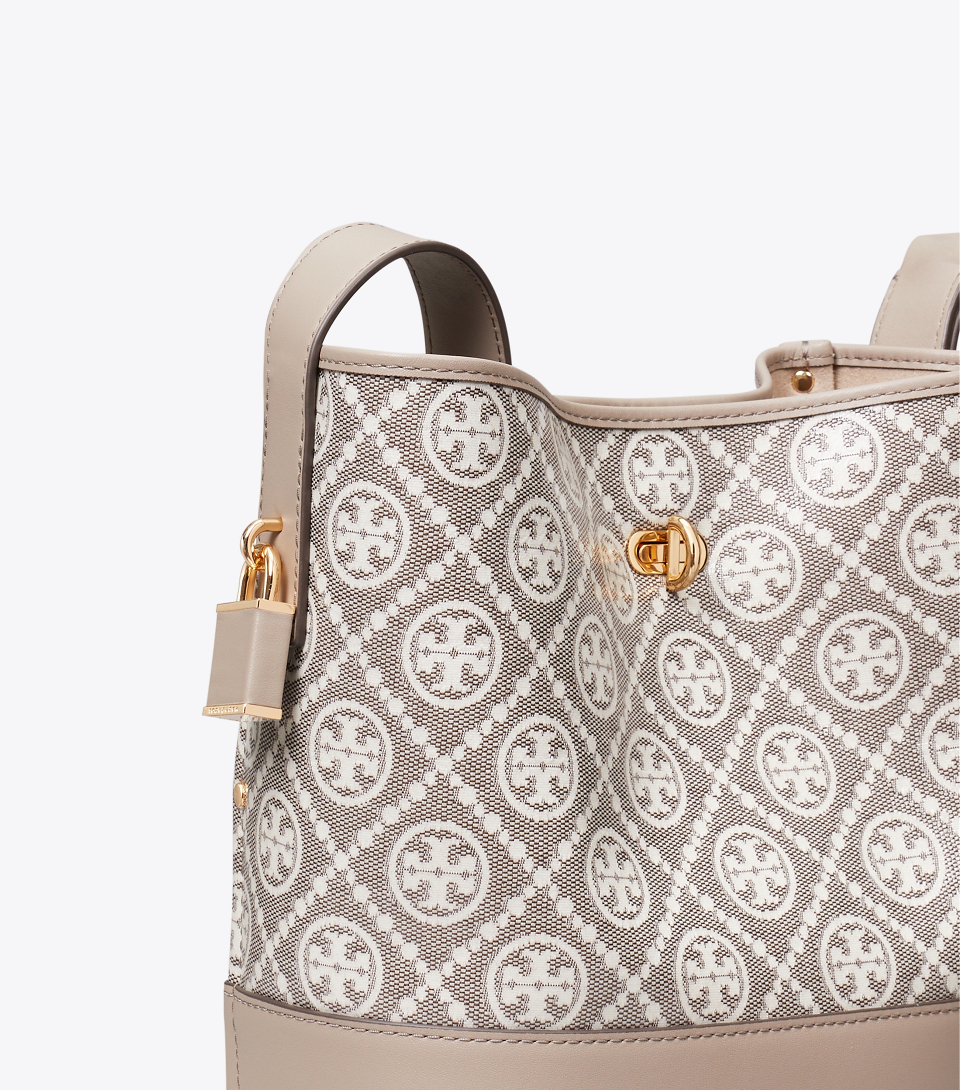 T Monogram Coated Jacquard Medium Lock Slim Bucket Bag image number 2