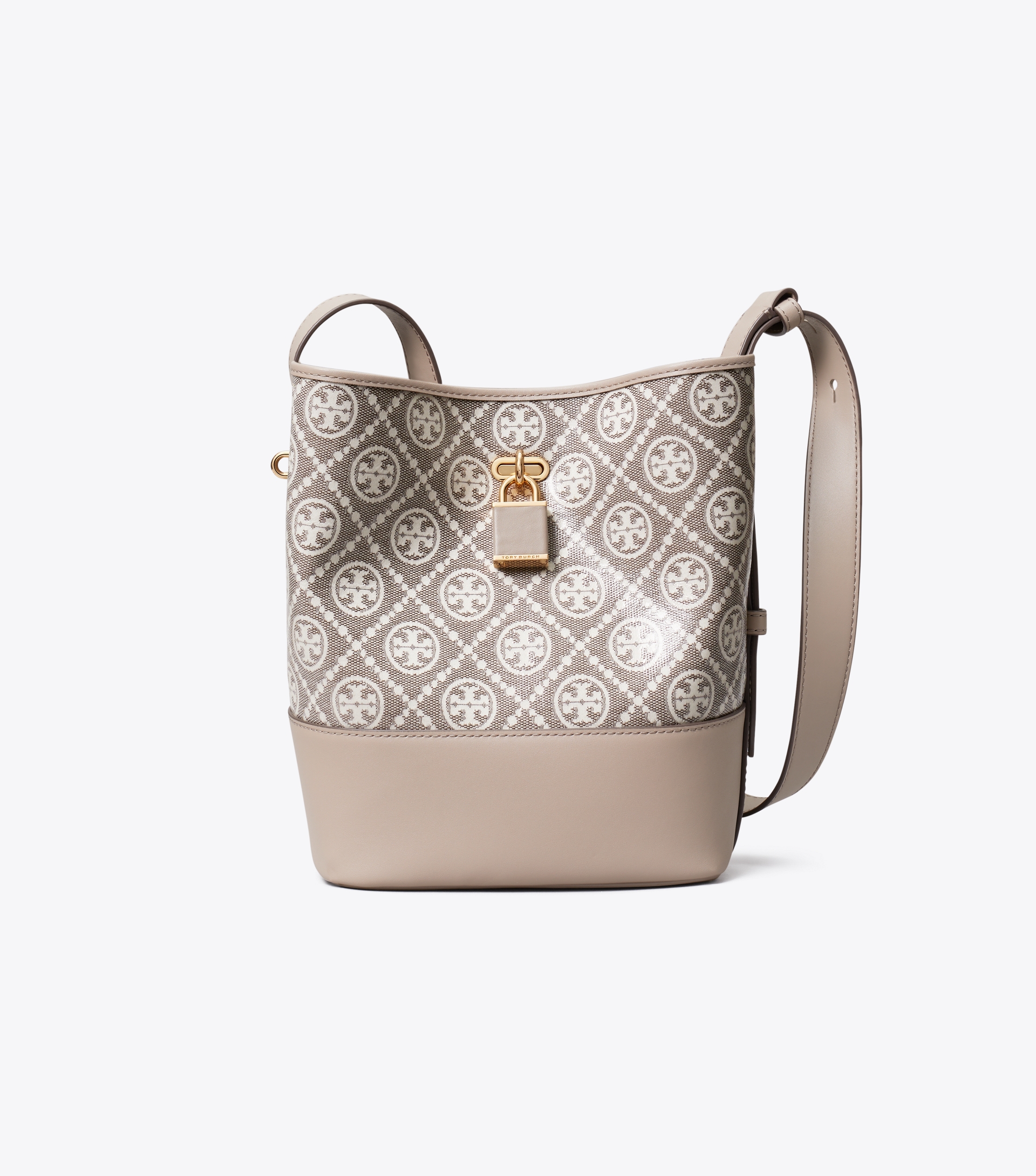 T Monogram Coated Jacquard Medium Lock Slim Bucket Bag image number 0
