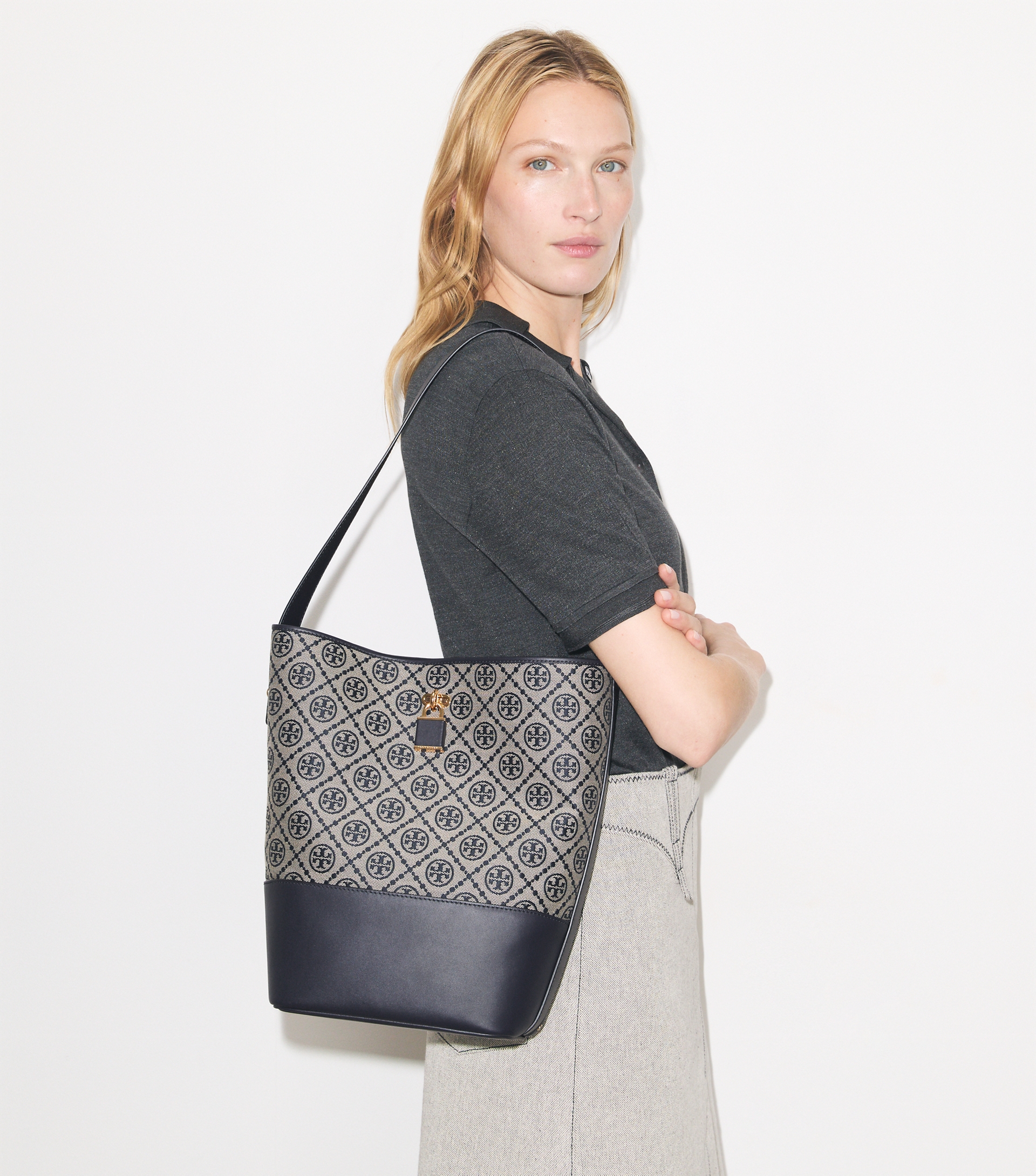 T Monogram Lock Slim Bucket Bag image number 1