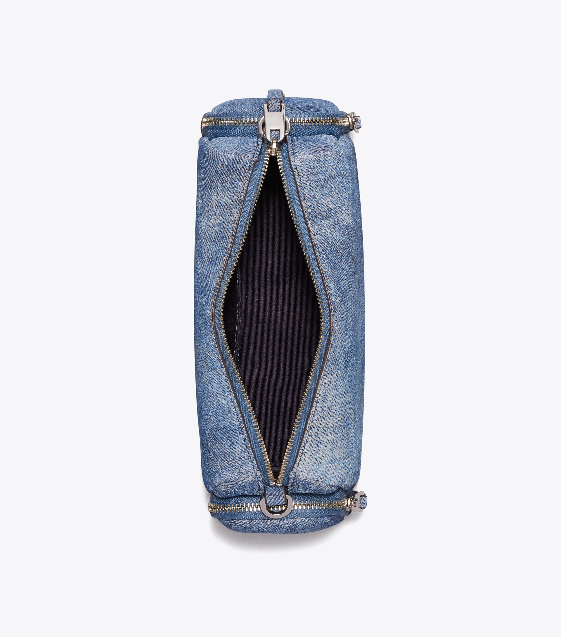 Perry Denim-Print Suede Voyager Crossbody Bag image number 4