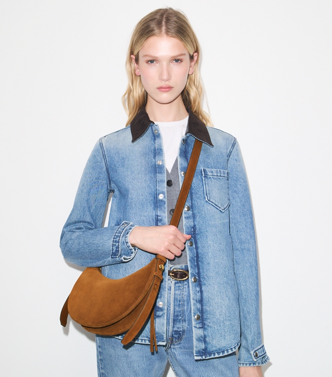 Romy Suede Half Moon Bag