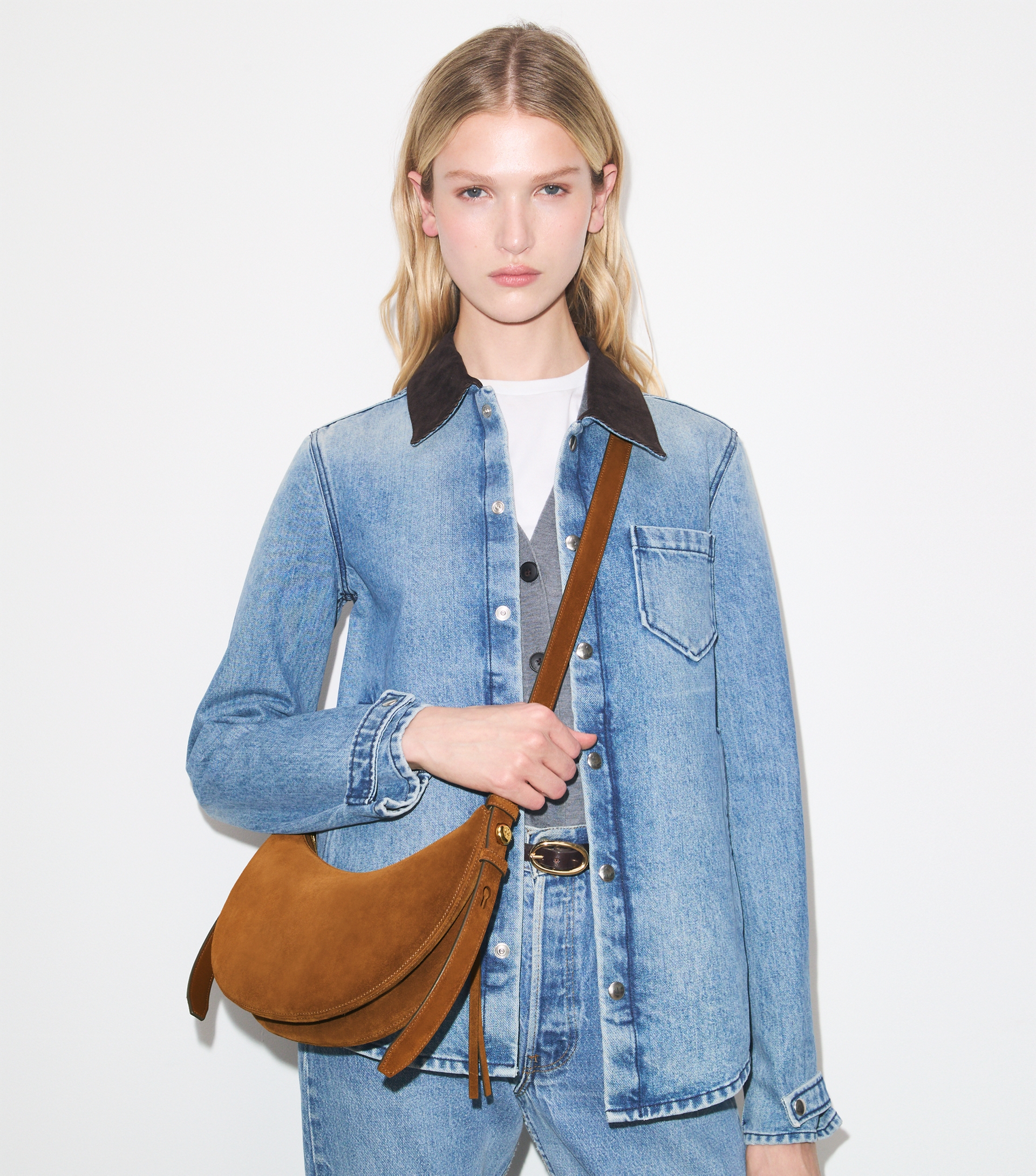 Romy Suede Half Moon Bag image number 1