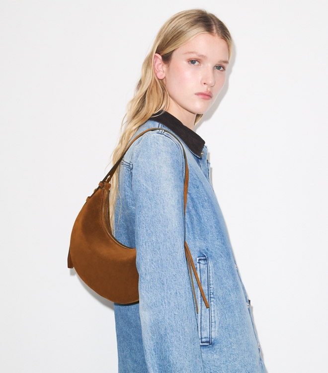 Romy Suede Half Moon Bag