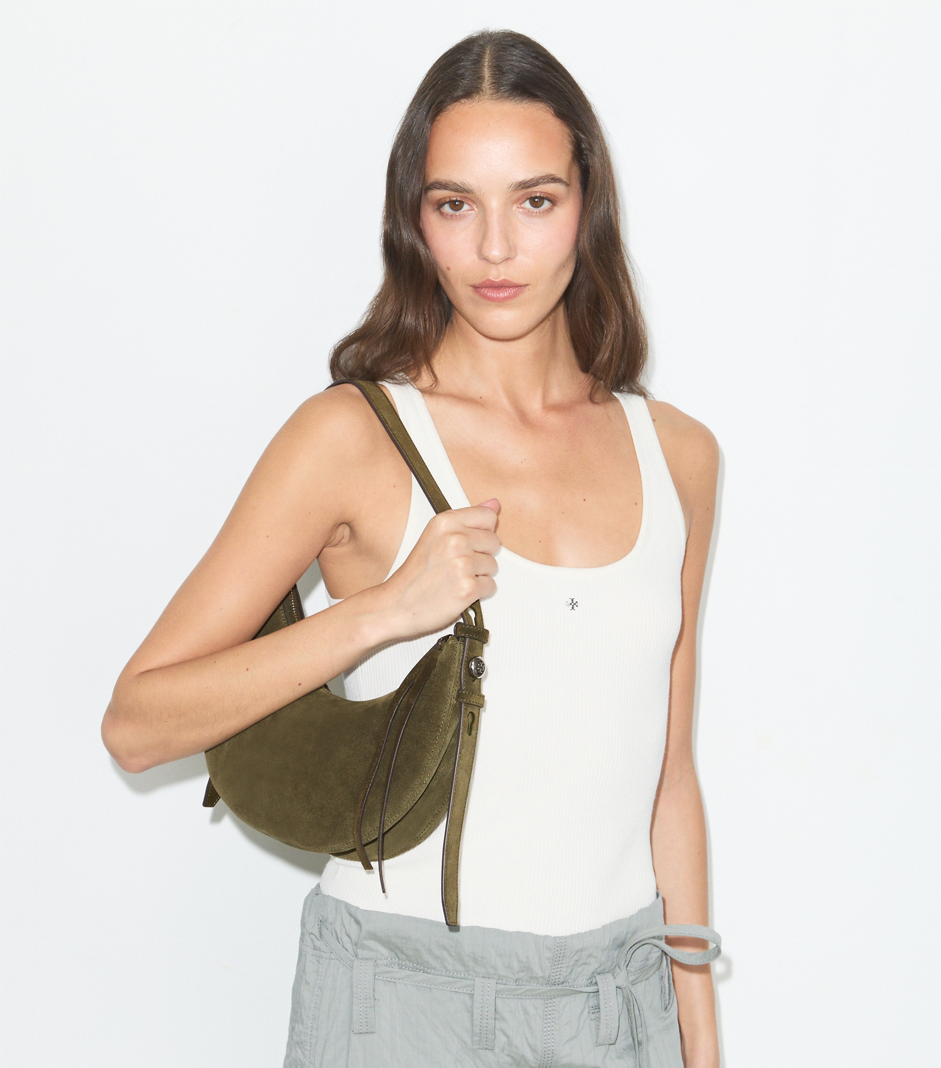 Romy Suede Half Moon Bag image number 1
