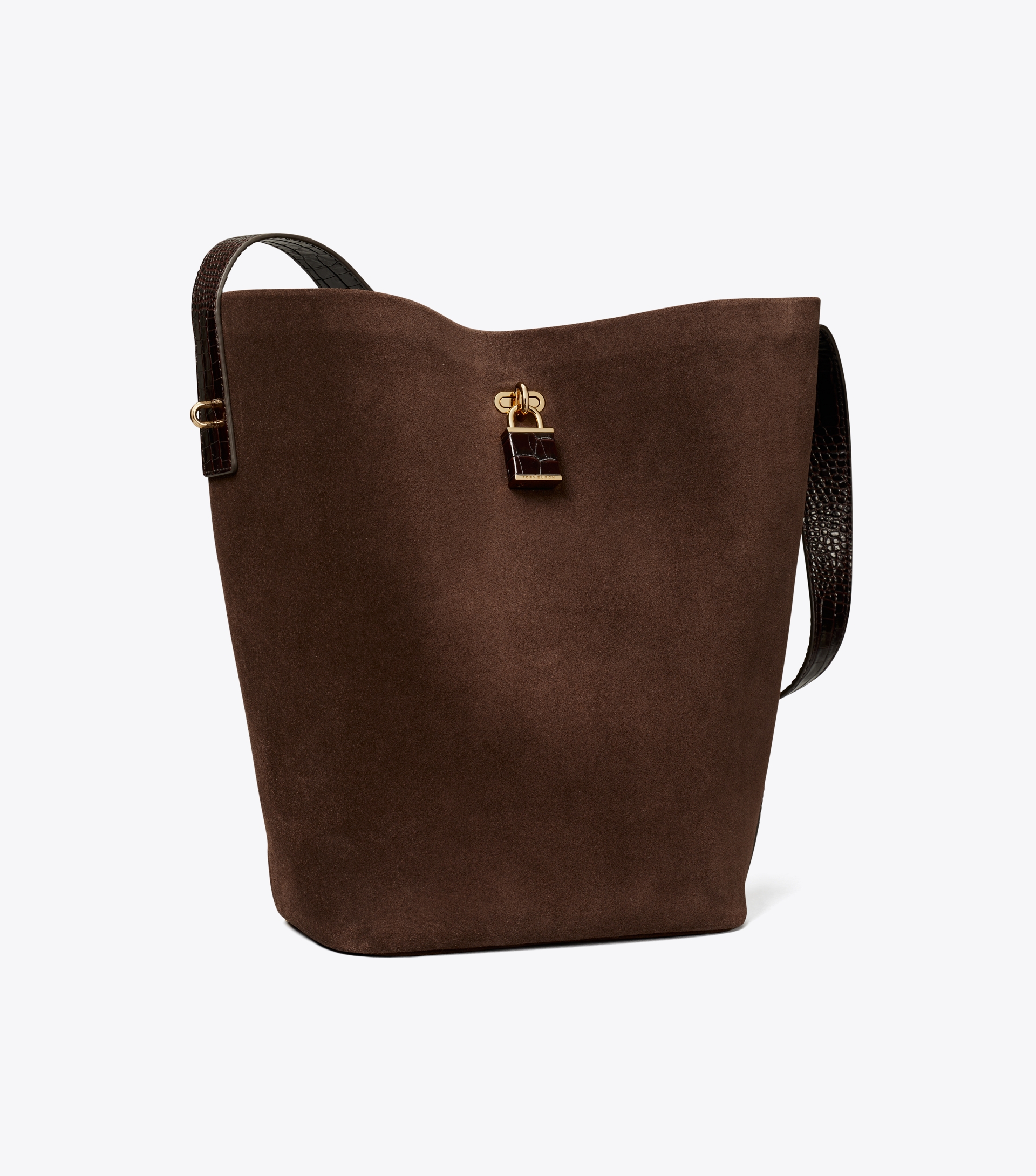 Lock Suede Slim Bucket Bag image number 2