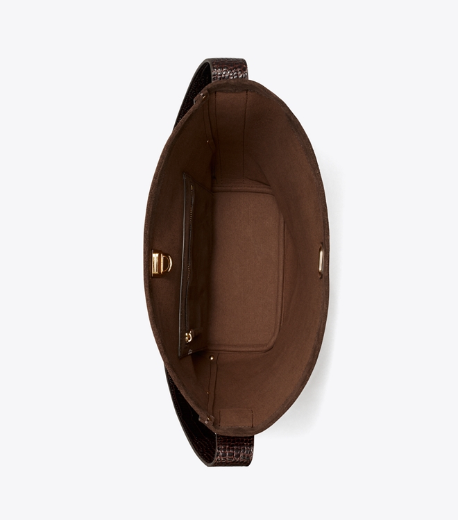 Lock Suede Slim Bucket Bag