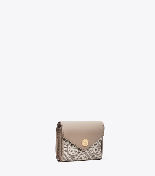 T Monogram Coated Jacquard Envelope Small Wallet