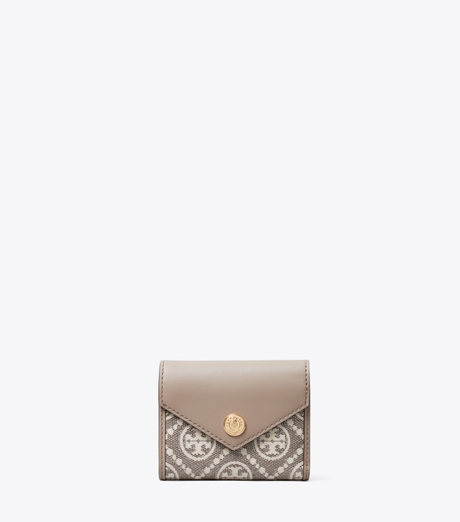 T Monogram Coated Jacquard Envelope Small Wallet