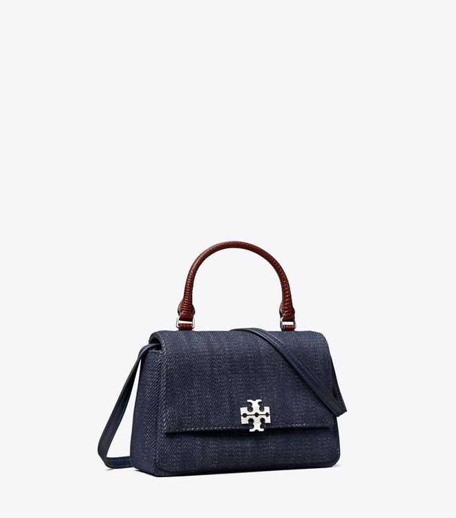 Mini Charlie Denim Top-Handle Crossbody