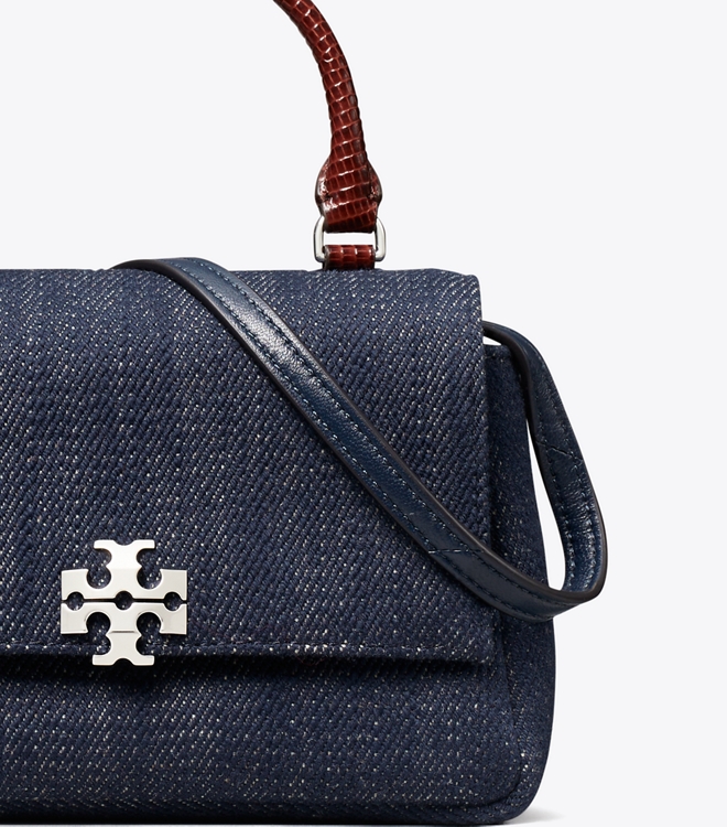 Mini Charlie Denim Top-Handle Crossbody