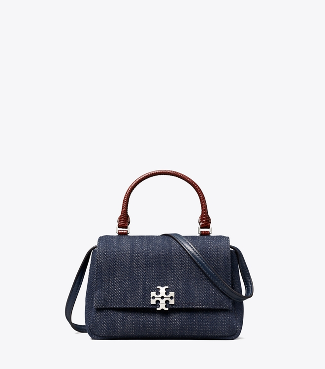 Mini Charlie Denim Top-Handle Crossbody