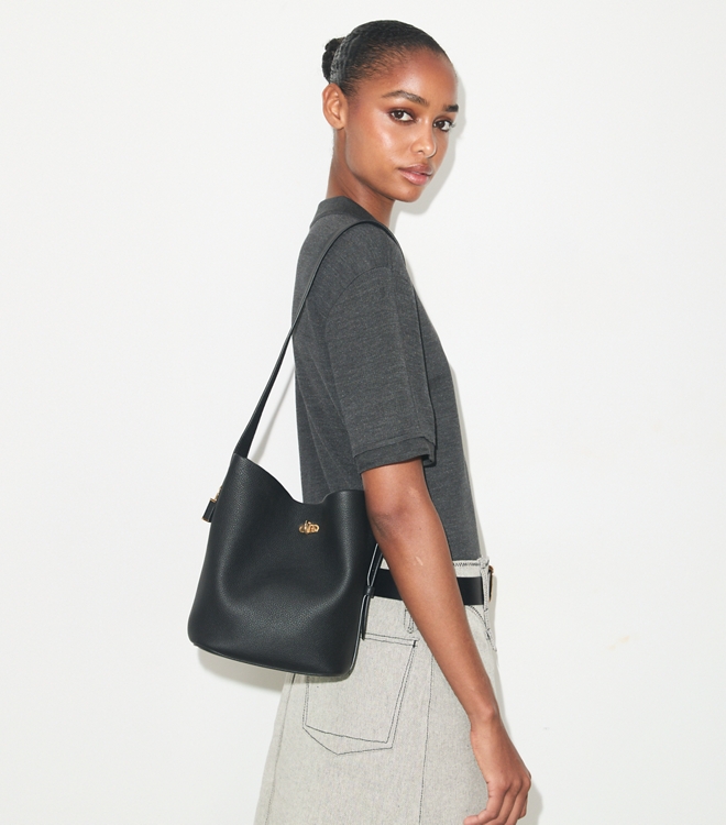 Medium Lock Slim Bucket Bag