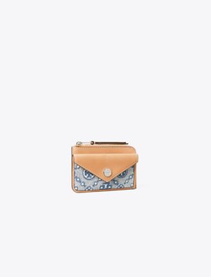  T Monogram Denim Zip Card Case