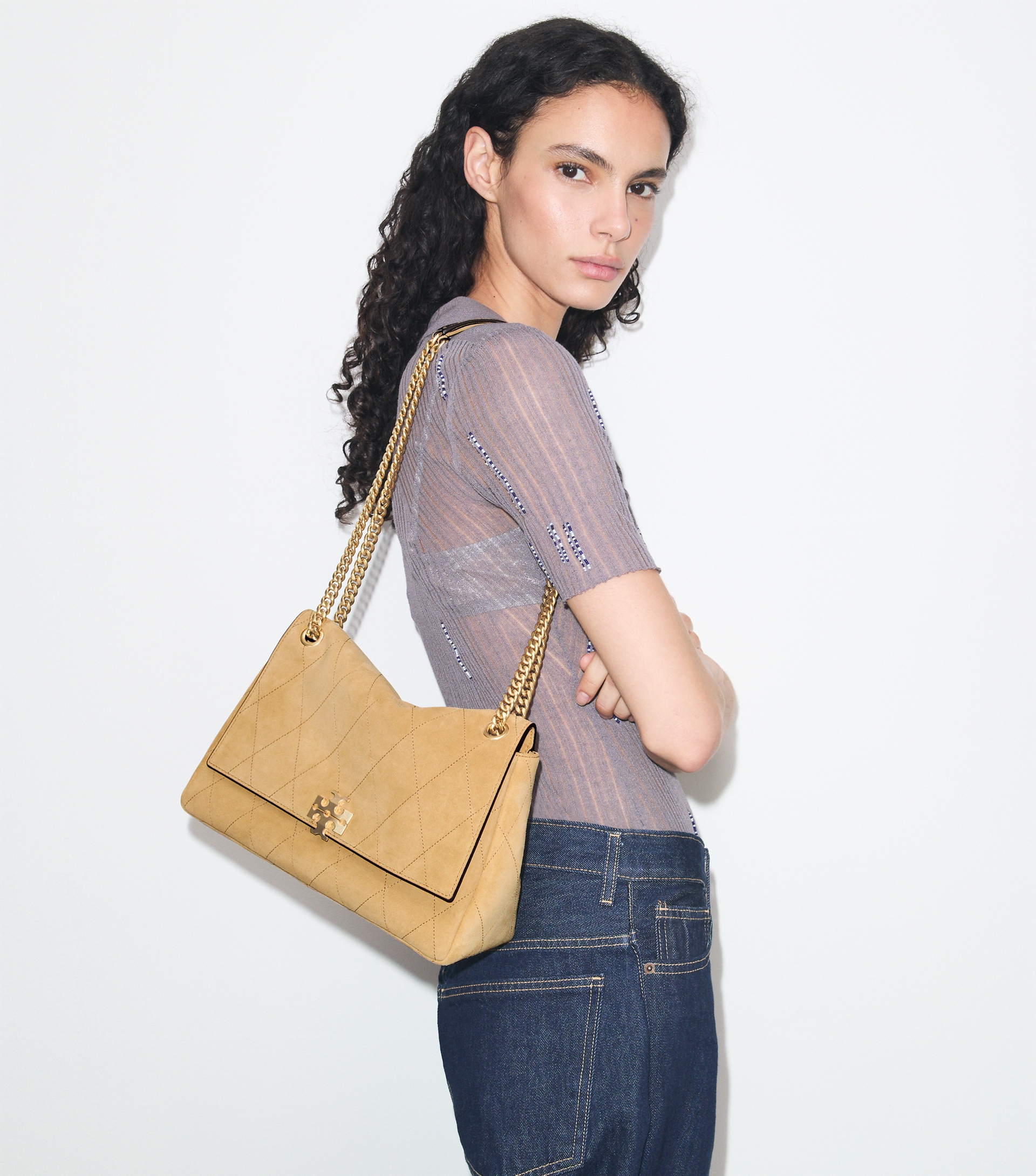 Charlie Quilted Suede Shoulder Bag image number 1
