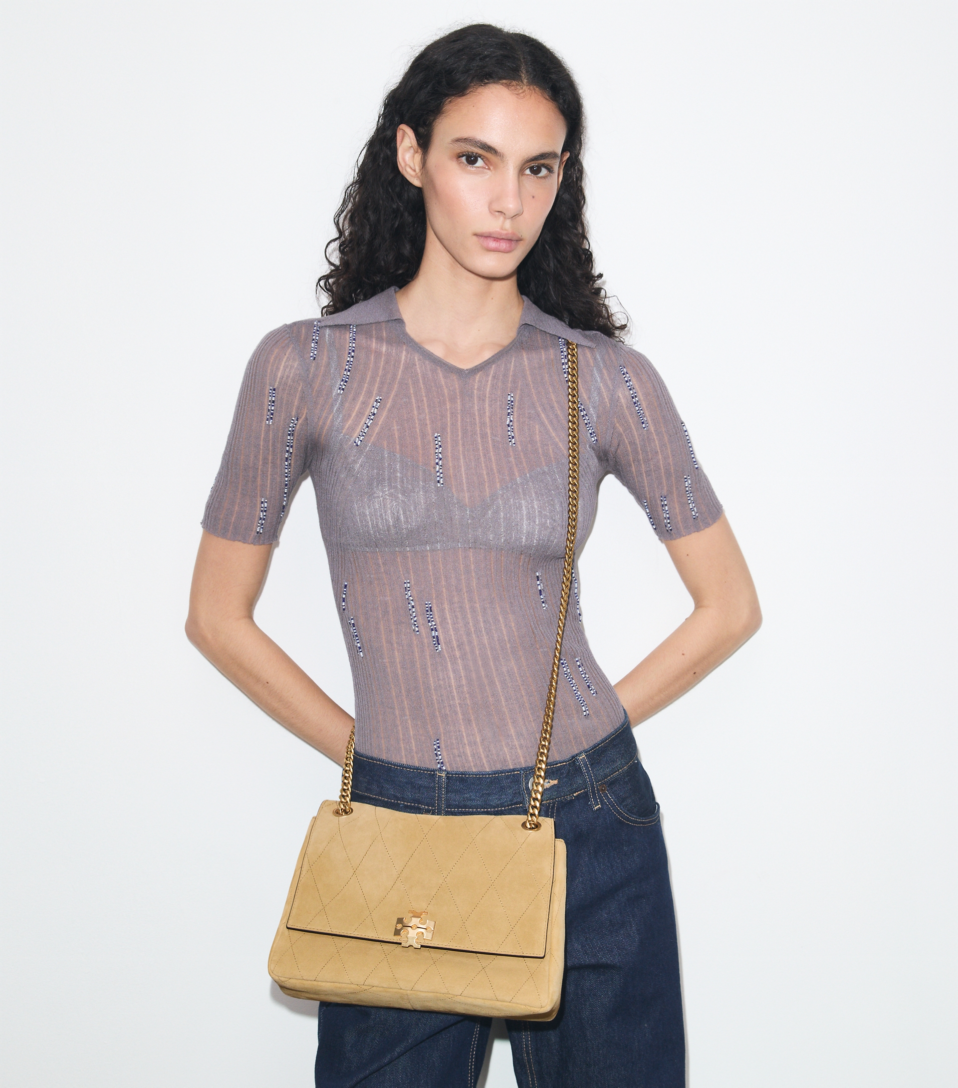 Charlie Quilted Suede Shoulder Bag image number 2