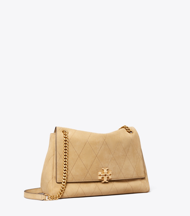 Charlie Quilted Suede Shoulder Bag