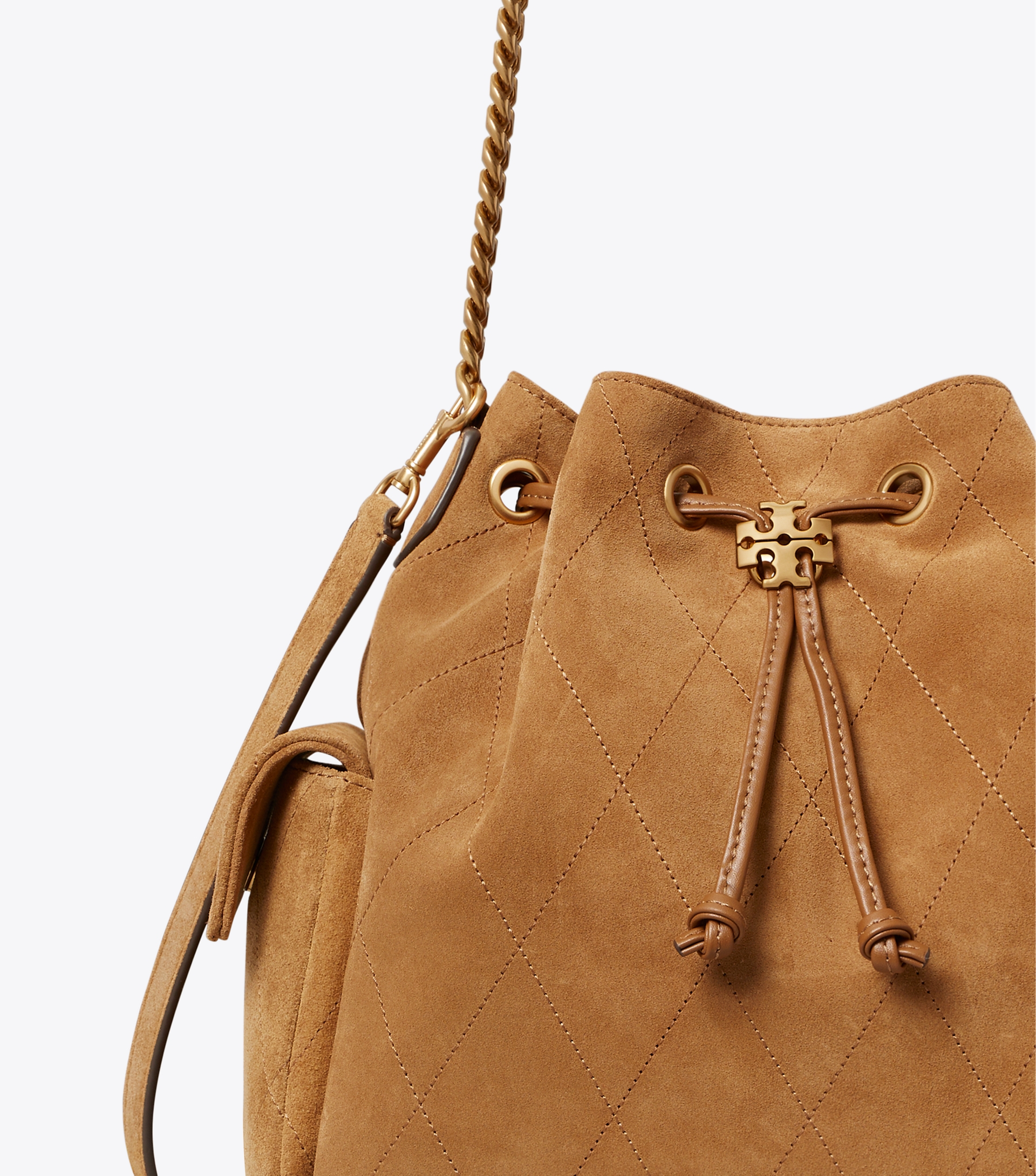 Charlie Quilted Suede Drawstring Shoulder Bag image number 4