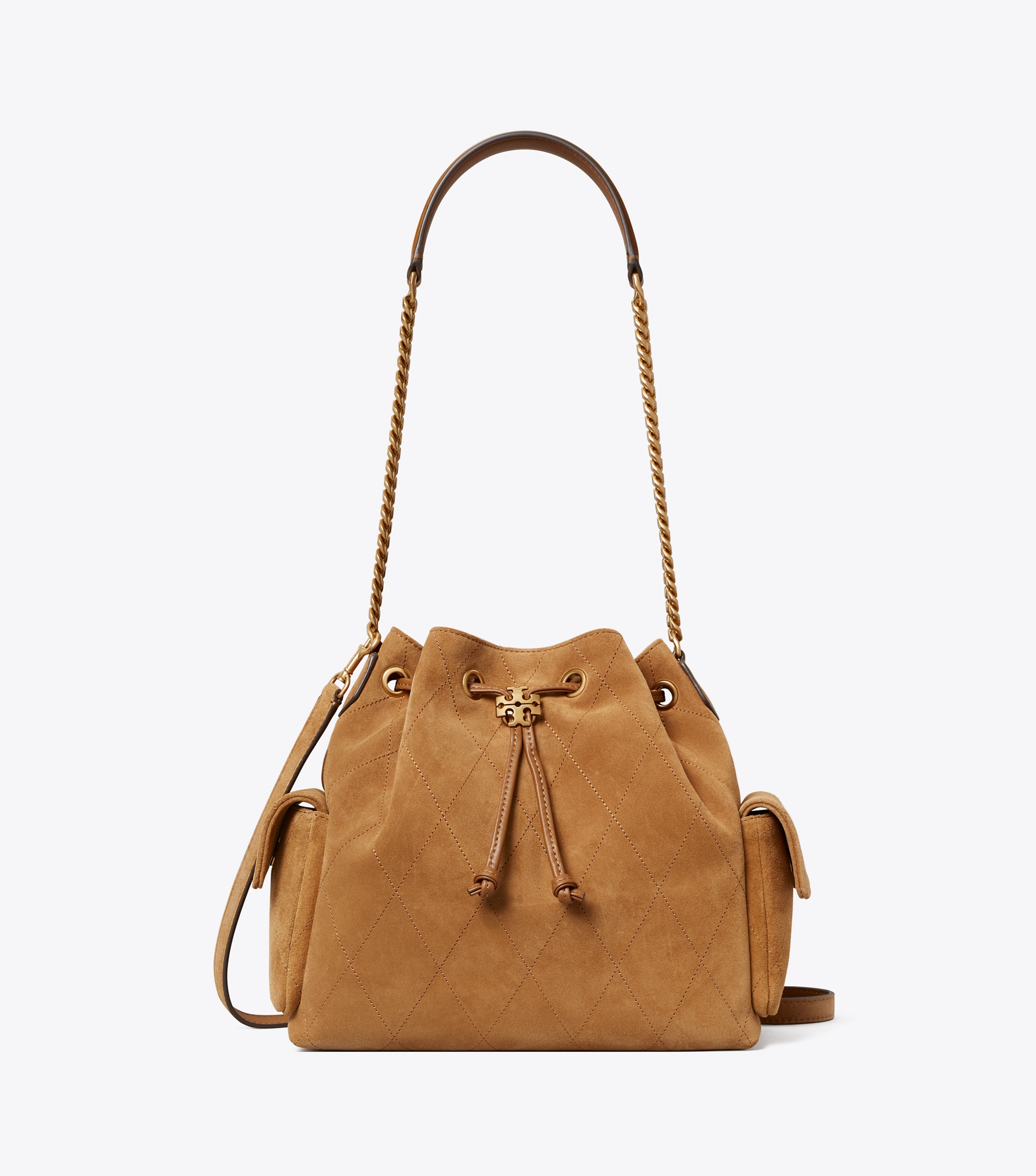 Charlie Quilted Suede Drawstring Shoulder Bag image number 0