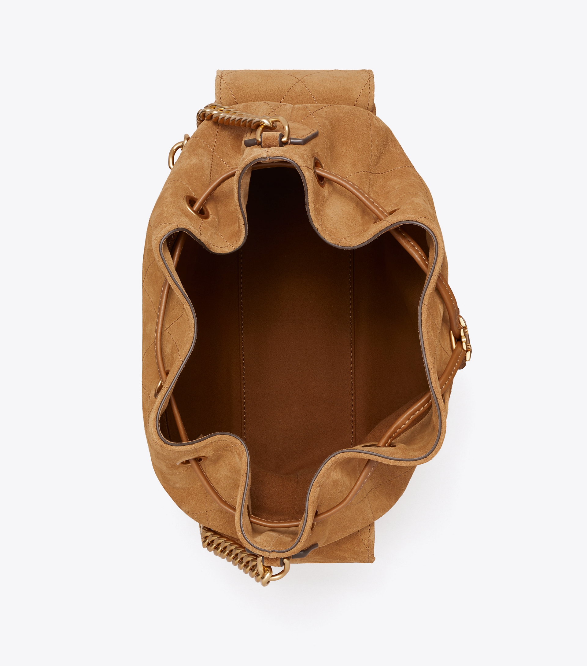Charlie Quilted Suede Drawstring Shoulder Bag image number 5