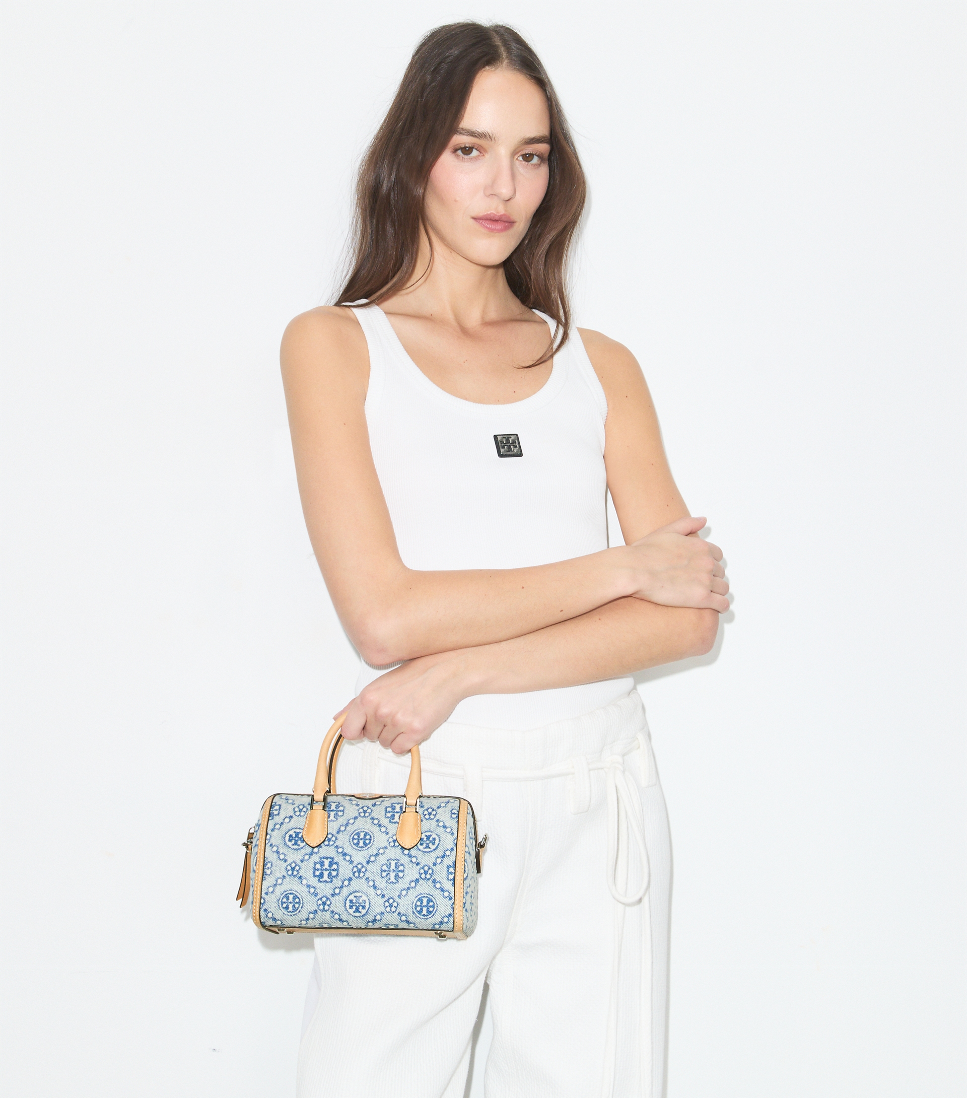 T Monogram Denim Petite Barrel Bag image number 1