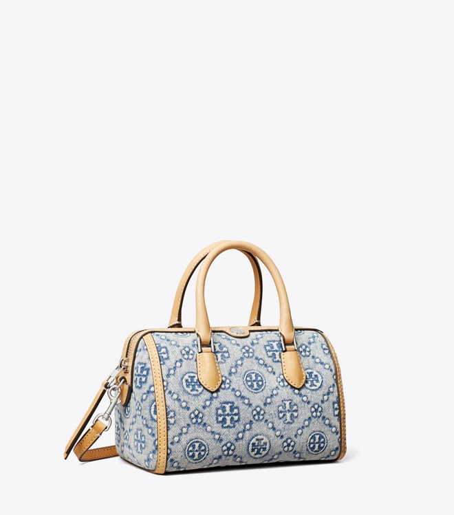T Monogram Denim Petite Barrel Bag
