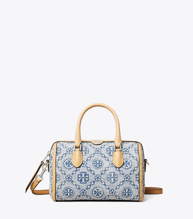 T Monogram Denim Petite Barrel Bag